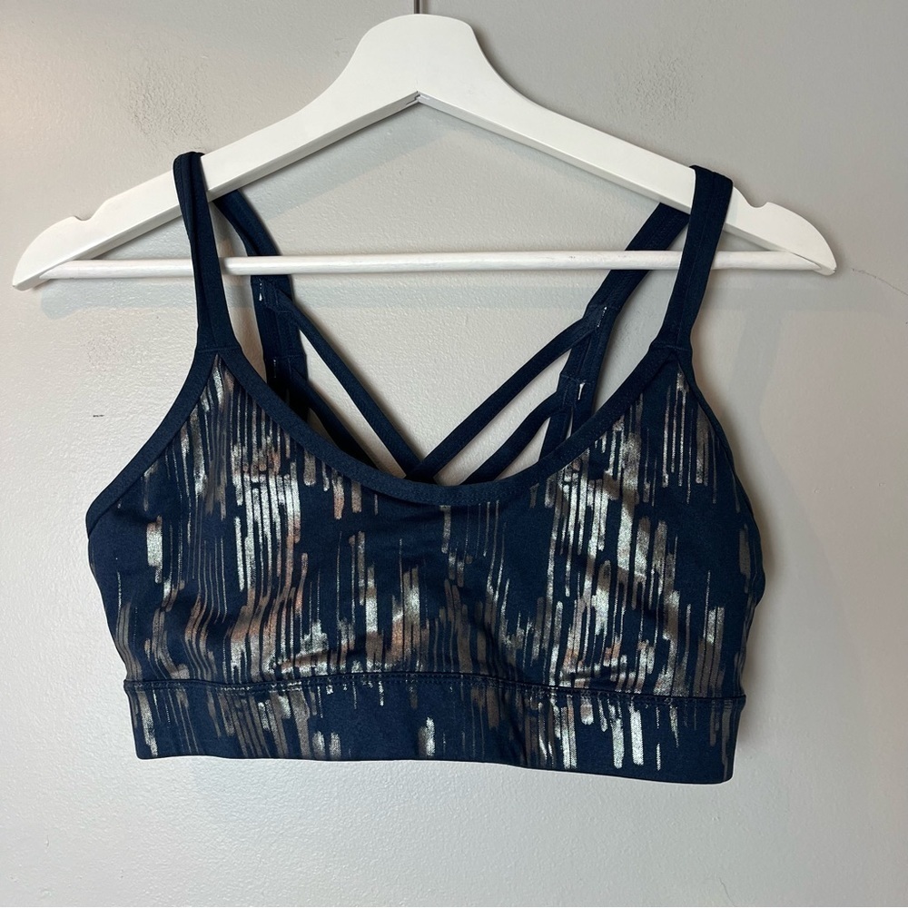 JoyLab Strappy Navy and Silver‎ Sports Bra Small